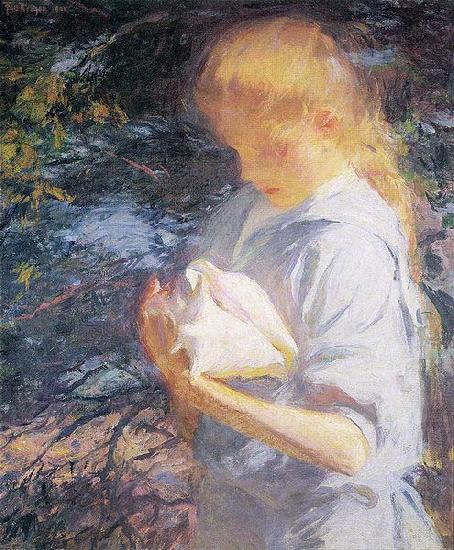 Eleanor Holding a Shell, Frank Weston Benson